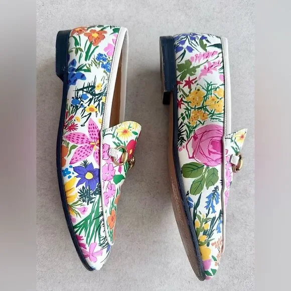 Gucci Ken Scott Jordaan Horsebit Leather Floral Print Loafer Flats EU 36.5 US6.5 - Picture 3 of 10